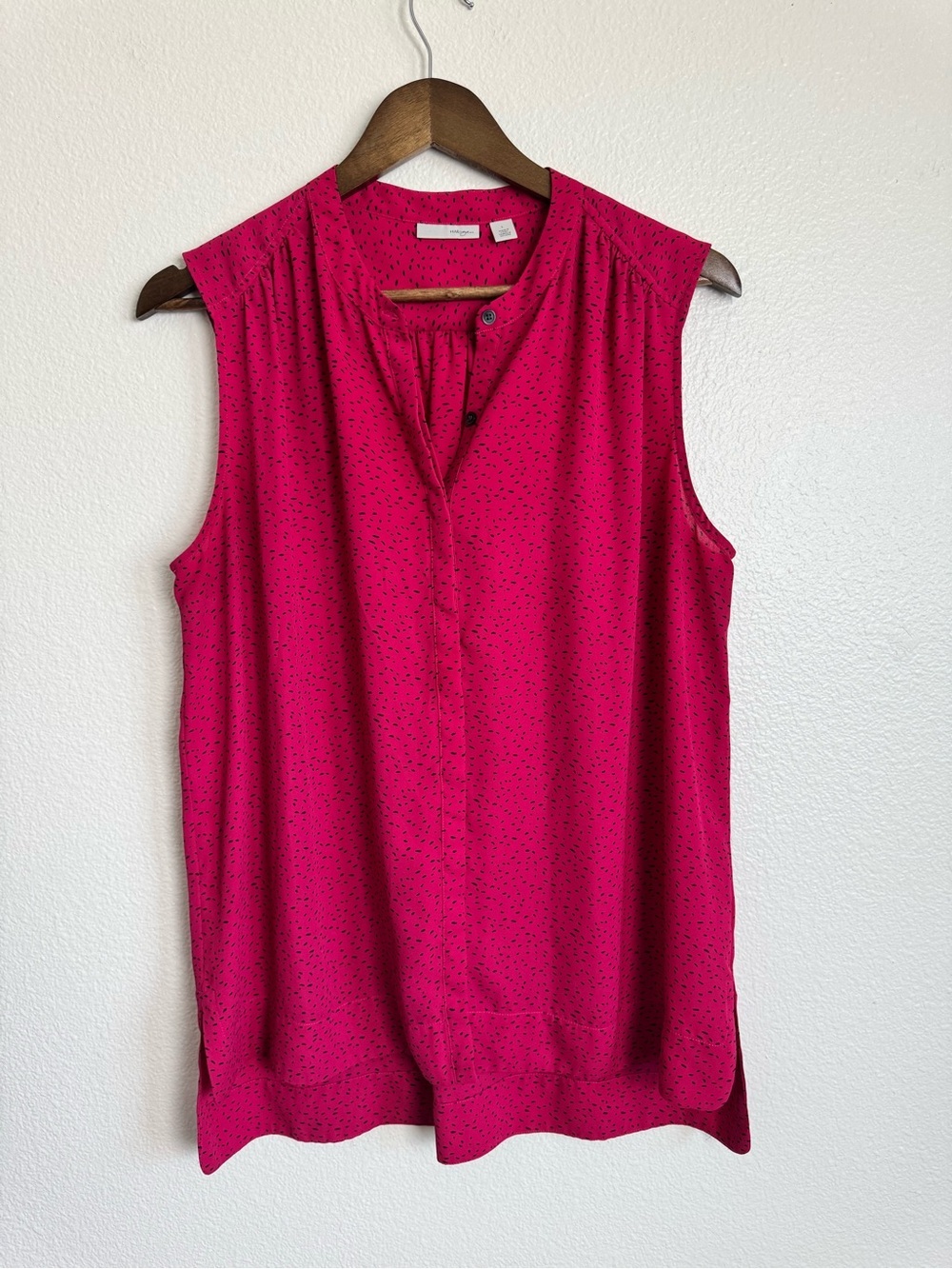 Fuchsia & Black Speckled Blouse Size L Lightweight Flowy Top